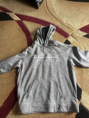 Champion Heather Gray Script Logo Hoodie